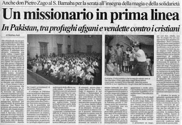 Ritaglio: Un missionario in prima linea