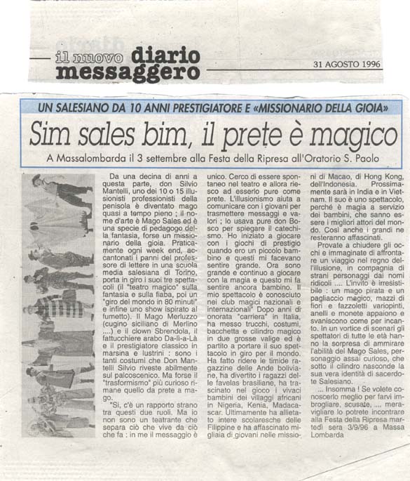 Ritaglio: Sim sales bim, il prete è magico