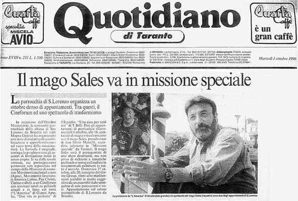 Ritaglio: La parrocchia di S. Lorenzo organizza un ottobre denso di appuntamenti. Tra questi, il Cineforum ed uno spettacolo di trasformismo