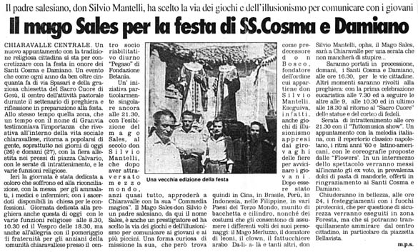 Ritaglio: II mago Sales per la festa di SS. Cosmo e Damiano