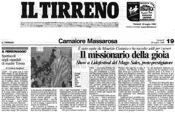 Ritaglio: Il Missionario della gioia