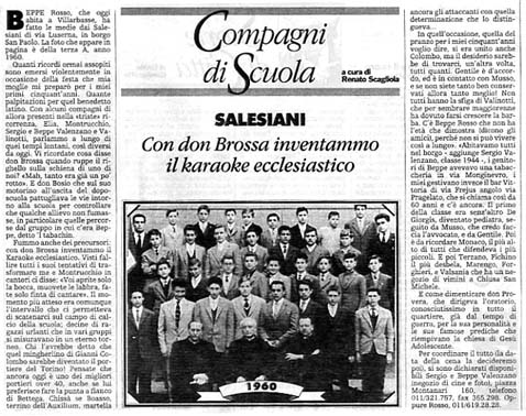 Ritaglio: Con don Brossa inventammo il karaoke ecclesiastico