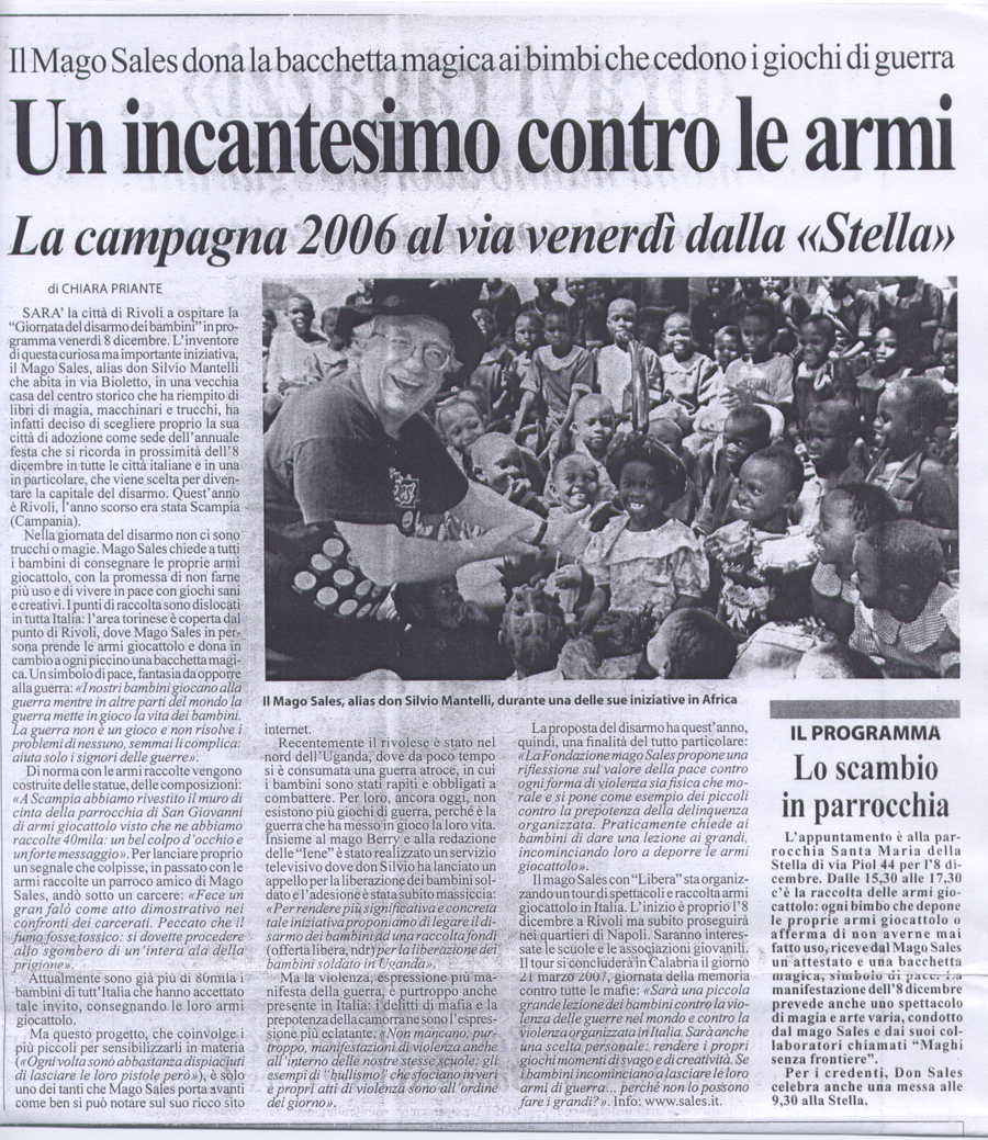 Ritaglio: Un incantesimo contro le armi