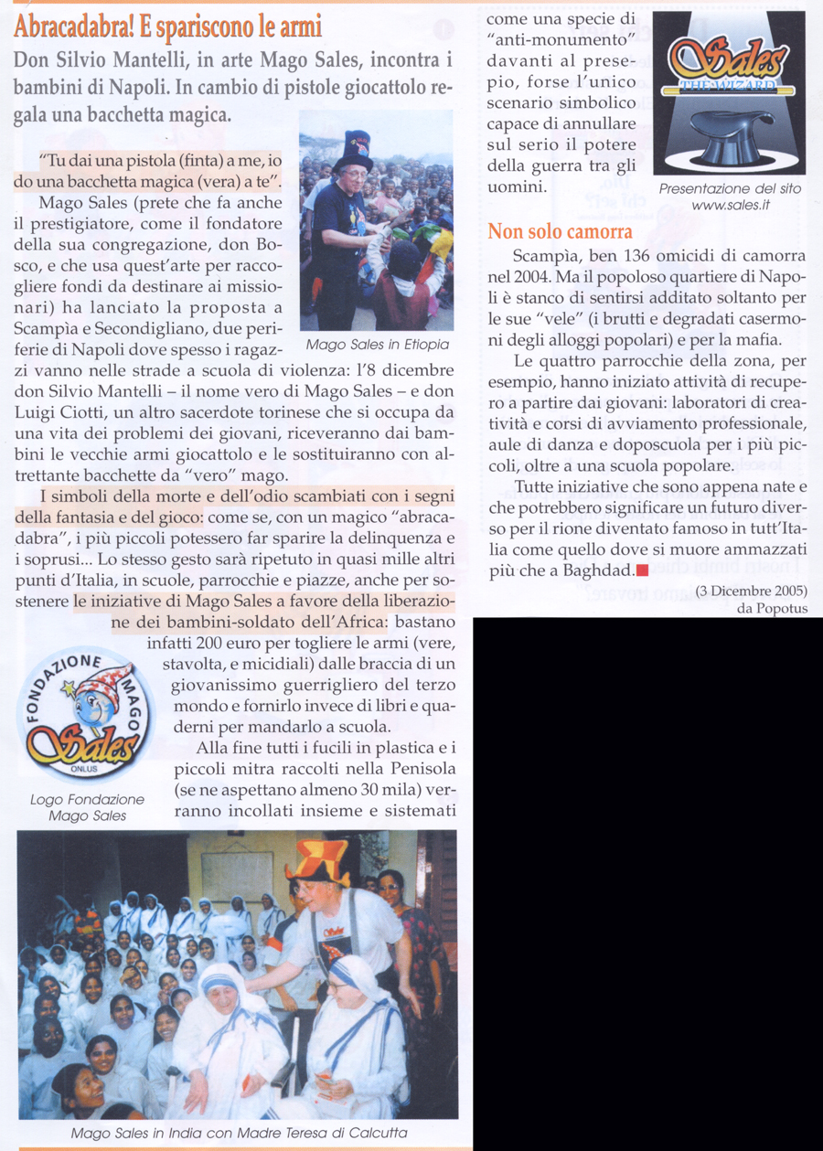 Ritaglio: Abracadabra!E spariscono le armi