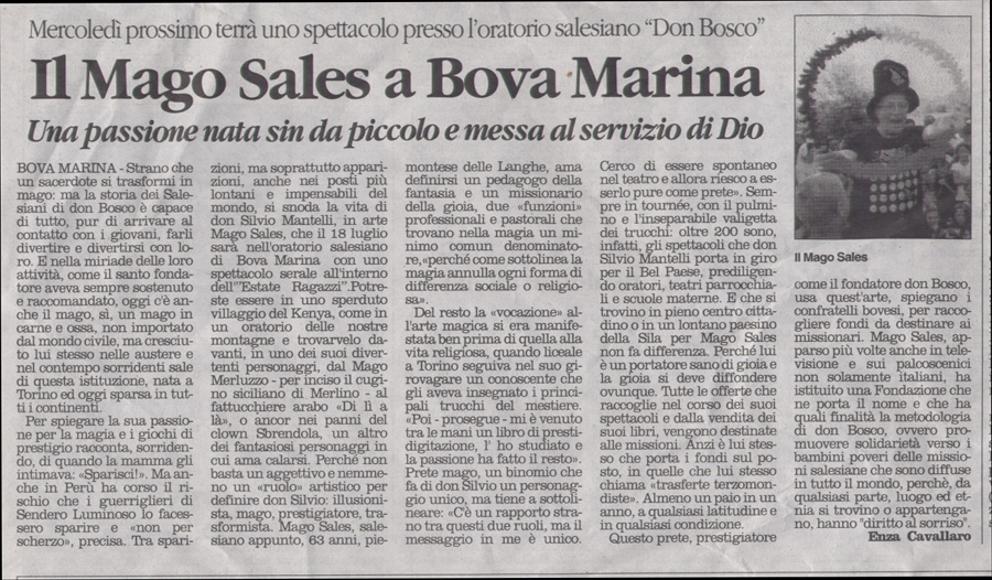Ritaglio: Il Mago Sales a Bova Marina
