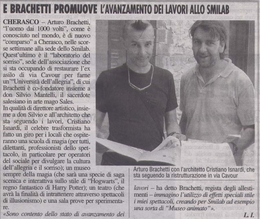 Ritaglio: Brachetti promuove l'avanzamento dei lavori allo smilab