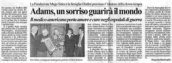 Ritaglio: Adams, un sorriso guarirà il mondo