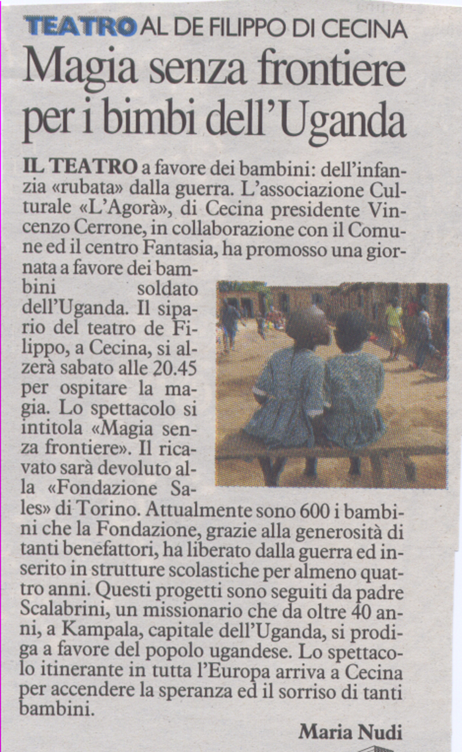 Ritaglio: Magia senza frontiere per i bimbi dell'Uganda