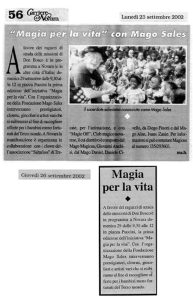 “Magia per la vita” con Mago Sales