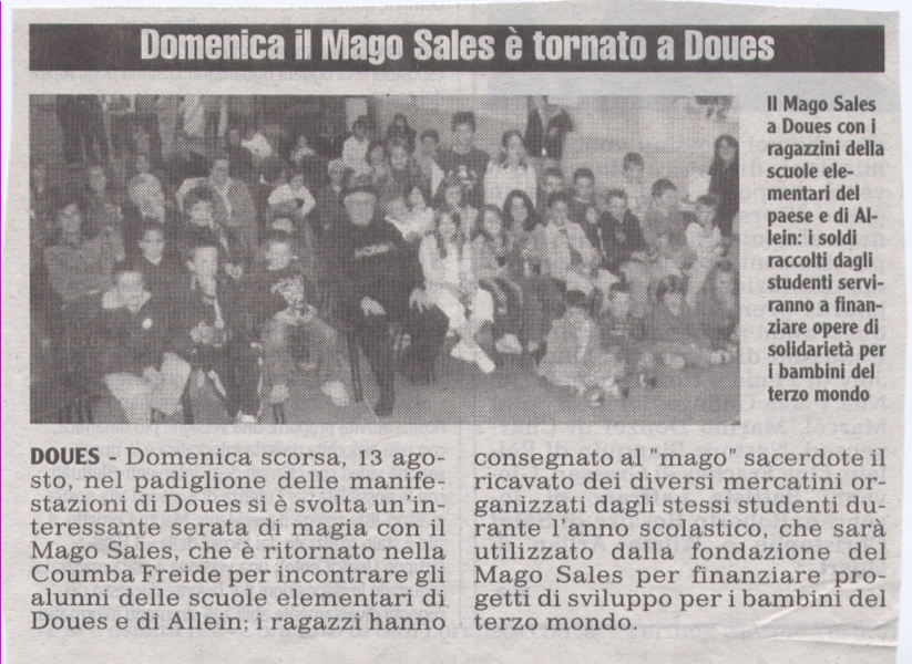 Ritaglio: Domenica il Mago Sales è tornato a Doues