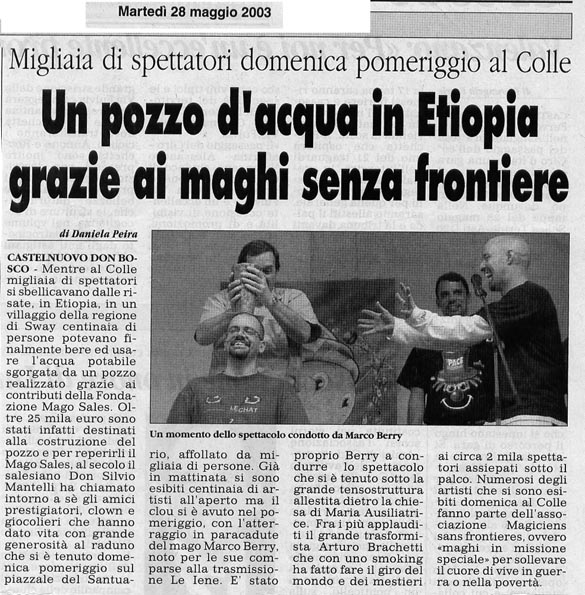 Ritaglio: Un pozzo d'acqua in Etiopia grazie ai maghi senza frontiere