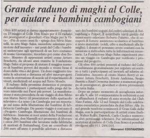 Grande raduno di maghi al Colle, per aiutare i bambini cambogiani