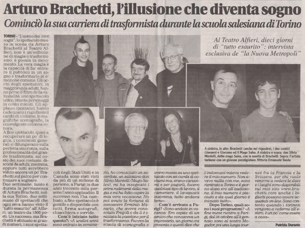 Ritaglio: Arturo Brachetti,l'illusione che diventa sogno