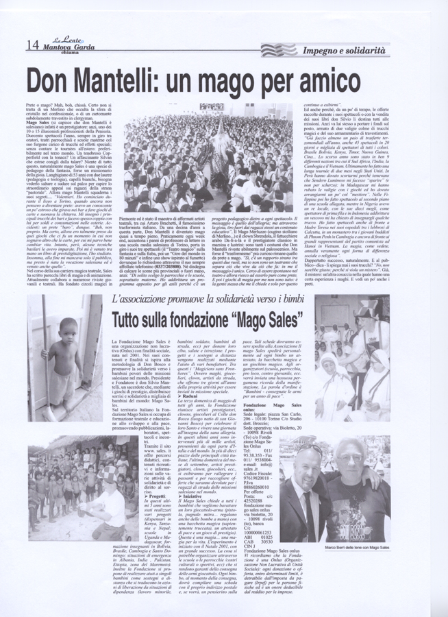 Ritaglio: Don Mantelli:un mago per amico