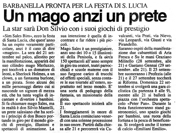 Ritaglio: Un mago anzi un prete
