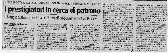 Ritaglio: I prestigiatori in cerca in patrono