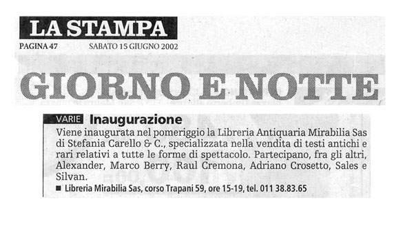 Ritaglio: Inaugurazione