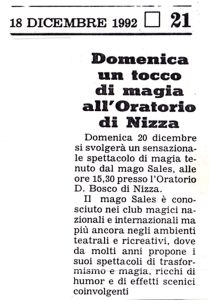 Domenica un tocco di magia all’Oratorio di Nizza