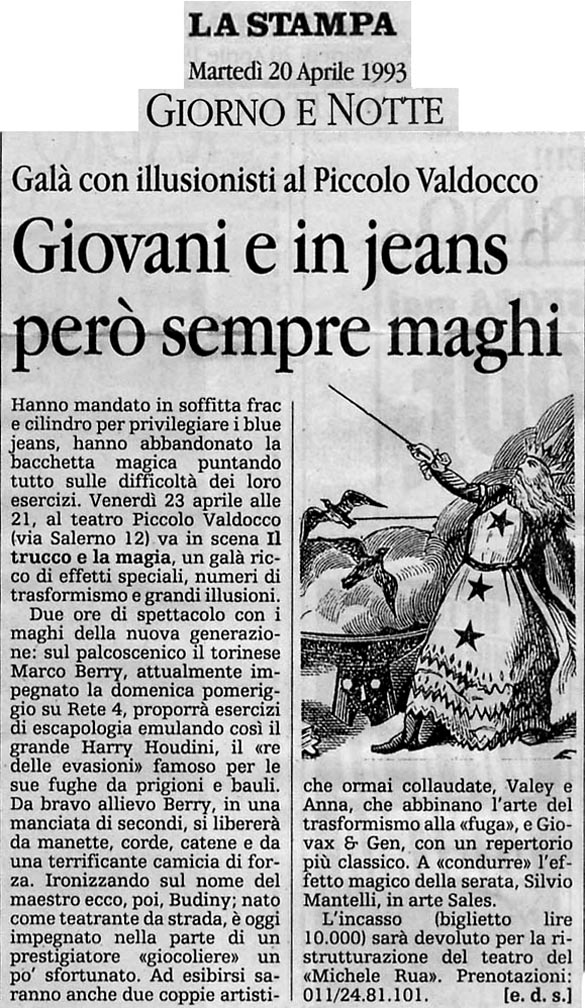 Ritaglio: Giovani e in jeans però sempre maghi