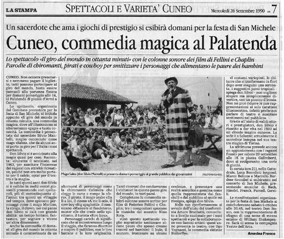Ritaglio: Cuneo, commedia magica al Palatenda