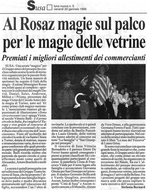 Ritaglio: Al Rosaz magie sul palco per le magie delle vetrine