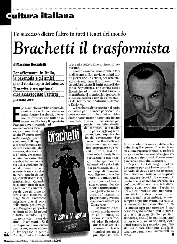 Ritaglio: Brachetti il trasformista