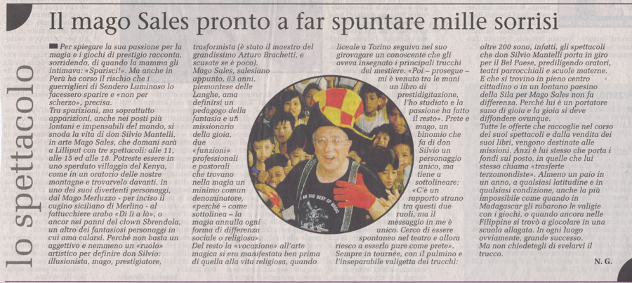 Ritaglio: Il Mago Sales pronto a far spuntare mille sorrisi