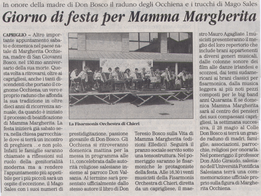 Ritaglio: Giorno di festa per Mamma Margherita