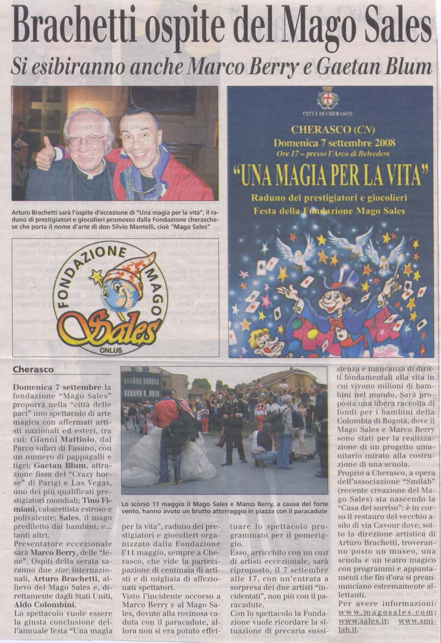 Ritaglio: Brachetti ospite del mago Sales