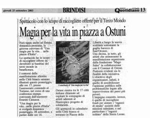 Magia per la vita in piazza a Ostuni