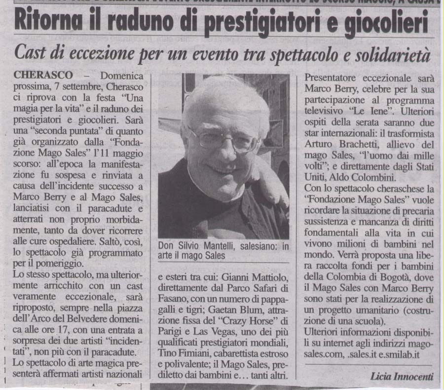 Ritaglio: Ritorna il raduno di prestigiatori e giocolieri