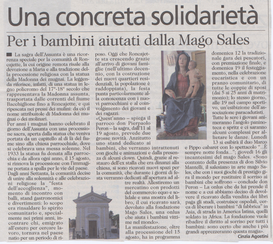 Ritaglio: Una concreta solidarietà