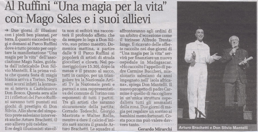 Ritaglio: Al Ruffini "Una magia per la vita"con Mago Sales e i suoi allievi