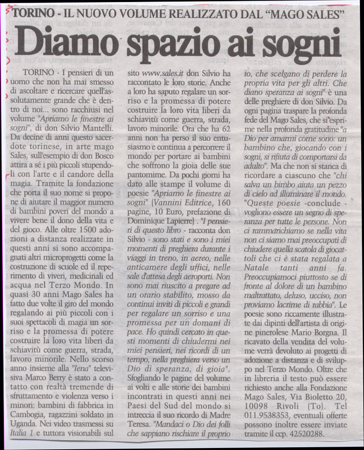 Ritaglio: Diamo spazio ai sogni
