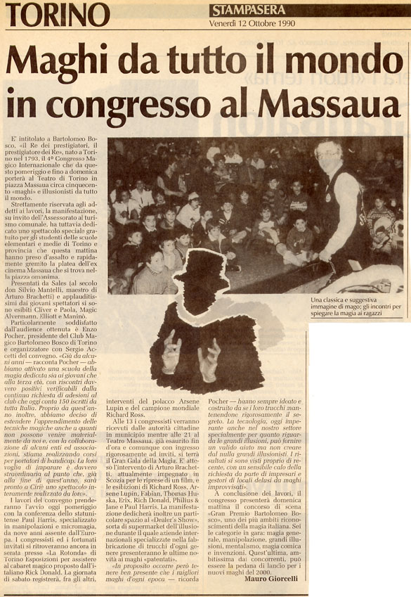 Ritaglio: Maghi da tutto il mondo in congresso al Massaua
