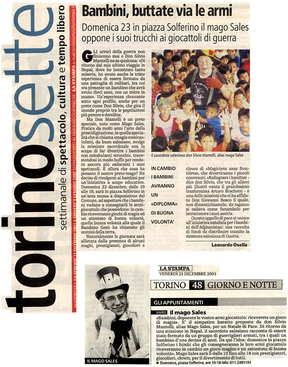 Ritaglio: Bambini, buttate via le armi