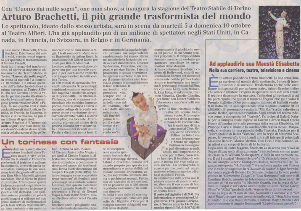 Ritaglio: Arturo Brachetti,il più grande trasformista del mondo