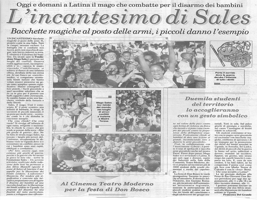 Ritaglio: L'incantesimo di Sales Bacchette magiche al posto delle armi,i piccoli danno l'esempio