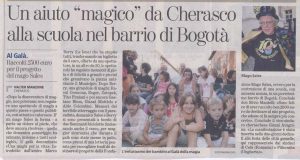 Un aiuto “magico” da Cherasco alla scuola nel barrio di Bogotà