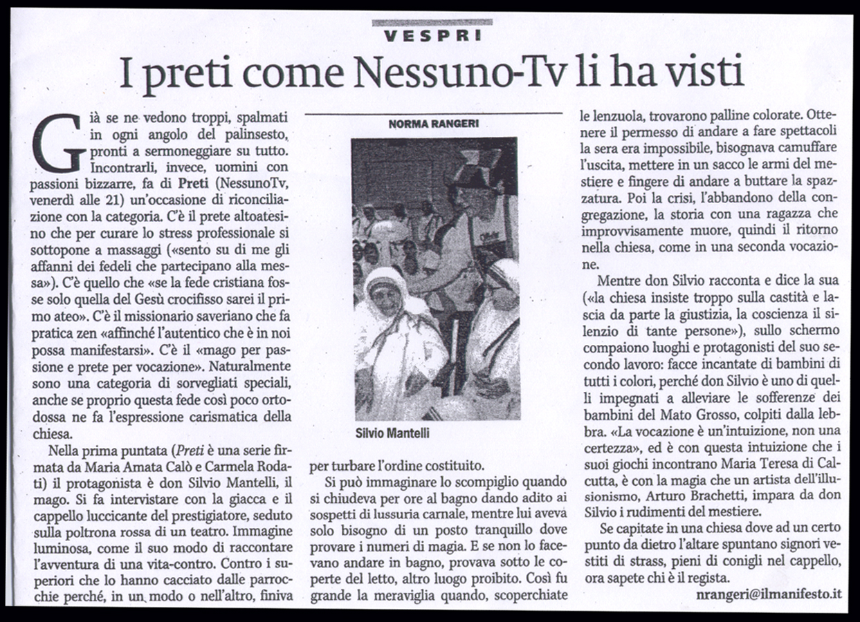 Ritaglio: I preti come nessun0-Tv li ha visti