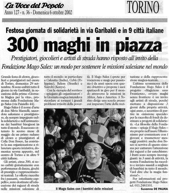 Ritaglio: 300 maghi in piazza